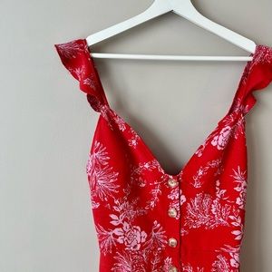Free People Red Floral Jumpsuit - Size 6